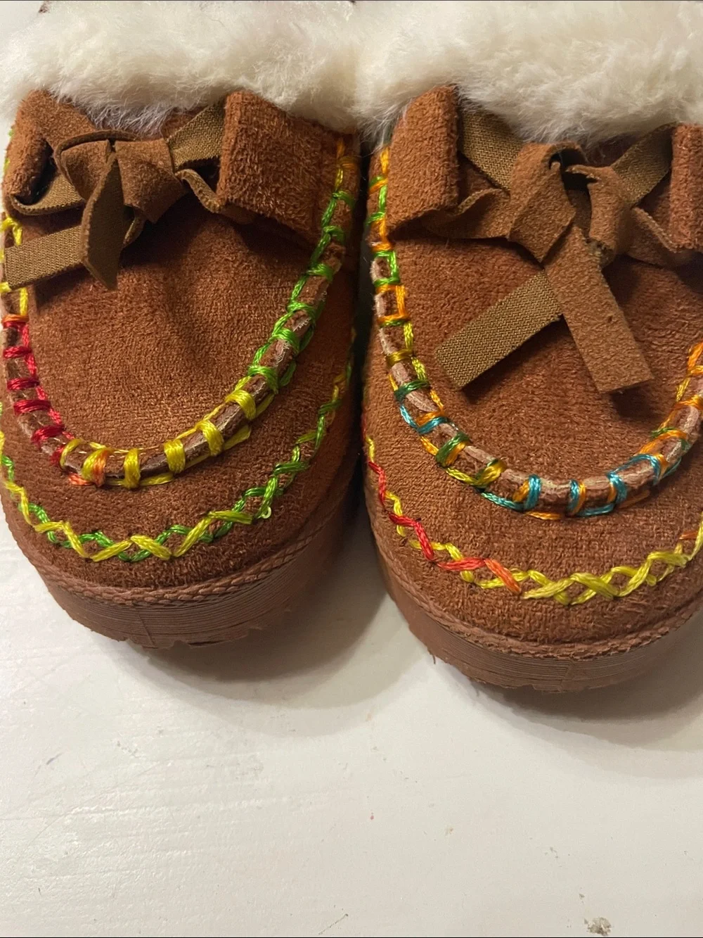 Olivia & Kate slide on moccasin mules faux fur baby size 7